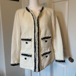 Anne Klein Cream and Black Textured Blazer